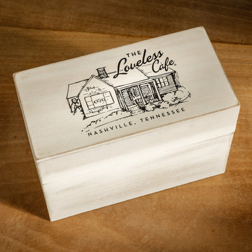 Load image into Gallery viewer, Primitive Farmhouse Style Recipe Box With Loveless Cafe Lid