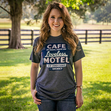 Load image into Gallery viewer, Loveless Cafe Motel Sign Tee Shirt - Navy
