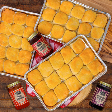 Load image into Gallery viewer, southern food gift set with 3 trays of biscuits and jam