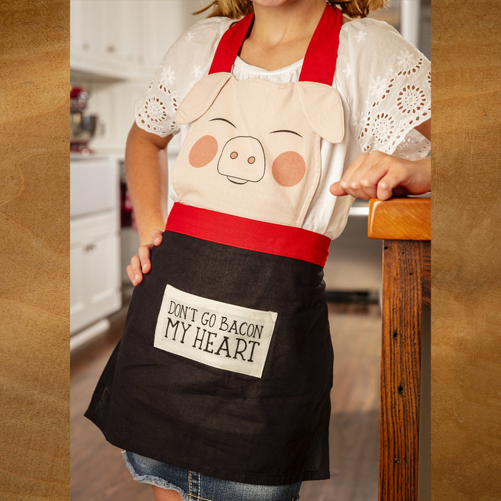 Cute 'Don't Go Bacon My Heart Piggy' Apron For Kids