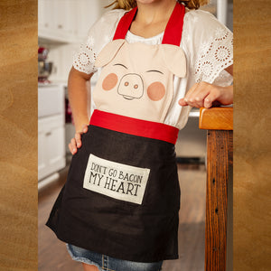 
            
                Load image into Gallery viewer, Cute &amp;#39;Don&amp;#39;t Go Bacon My Heart Piggy&amp;#39; Apron For Kids
            
        