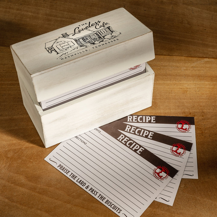 Loveless Cafe Illustration Wood Recipe Box With Recipe Cards