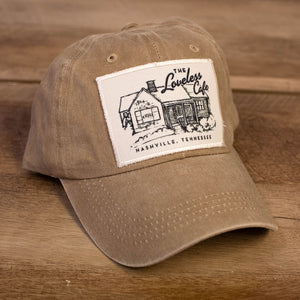 
            
                Load image into Gallery viewer, Distressed-Khaki-Cafe-Illustration-Hat
            
        